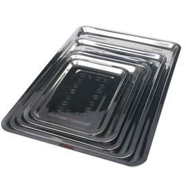 O6AM不锈钢盘子拖盘长方形托盘浅家用食堂菜盘小烧烤盘加深加厚大