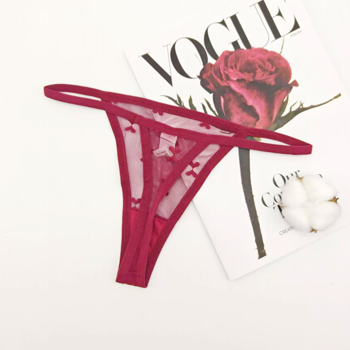 Bragas de encaje explosivas transfronterizas europeas y americanas, calzoncillos cómodos y sexys, jacquard de malla, pantalones en forma de V, tanga invisible