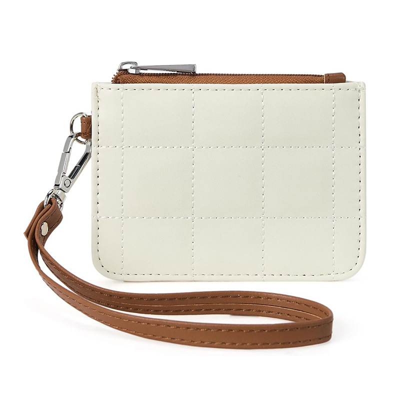 Amazon New Small Quilted Coin Purse Card Holder Leather Clip Thin Wristlet Wallet Ladies Zipper Pocket