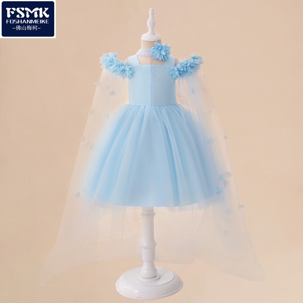 Europa y los Estados Unidos nuevos vestidos de vestidos de niños flores de cola capa de malla de ropa de flores de niños vestidos de princesa