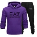 Purple blue + black pants + black label