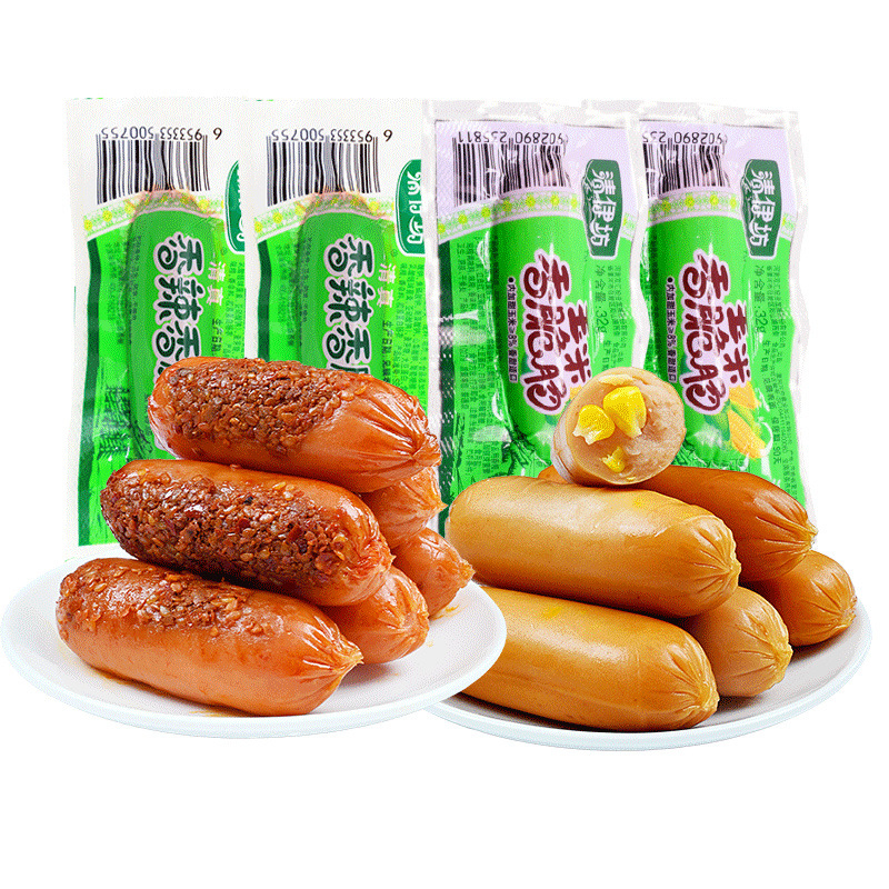 솽휘 칭이팡 할랄 핫도그 소시지 매콤 바삭한 옥수수 핫도그 32g 한박스 도매 간식 할랄 식품