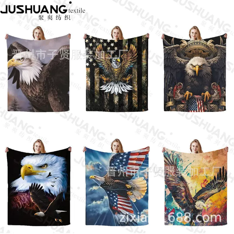 秃鹰法兰绒毛毯    秃鹰毛毯空调毯亚马逊午睡盖毯法兰绒毛毯热卖