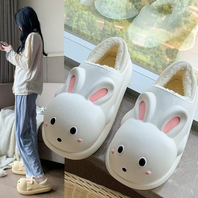 Autumn and winter eva bag with thick bottom non-slip cartoon rabbit plush cotton slippers thickened warm lovers home outdoor Autumn and winter eva bag with thick bottom non-slip cartoon rabbit plush cotton slippers thickened warm lovers home outdoor