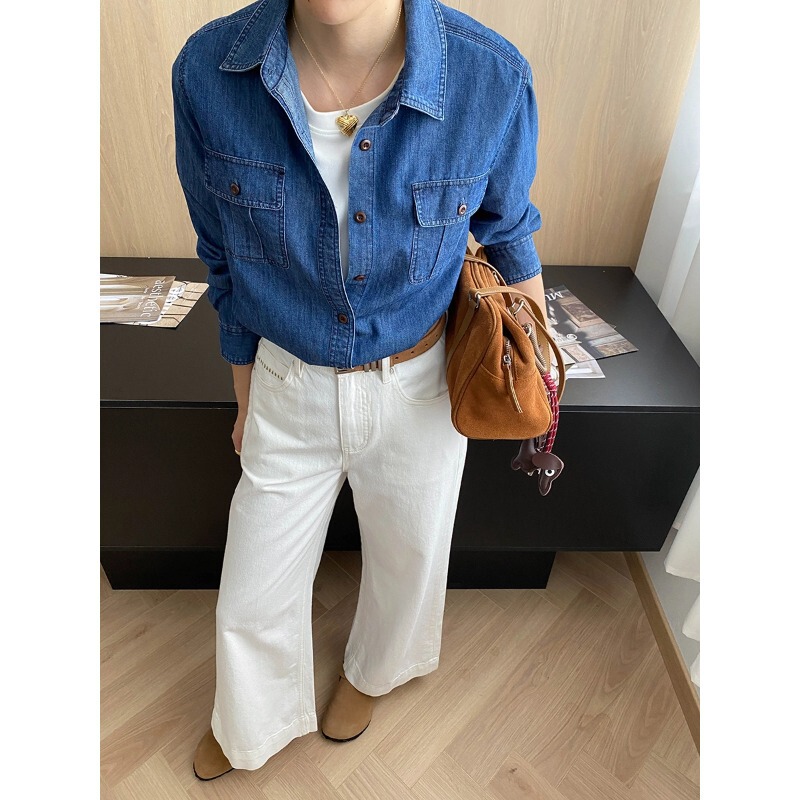 Sinan Early Autumn New Style Relaxed Old Money Style Flip Pocket Design Layered Casual Denim Shirt Sn7777 Sinan Early Autumn New Style Relaxed Old Money Style Flip Pocket Design Layered Casual Denim Shirt Sn7777