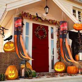 新款万圣节户外庭院南瓜装饰风筒旗气氛旗帜Halloween风向袋