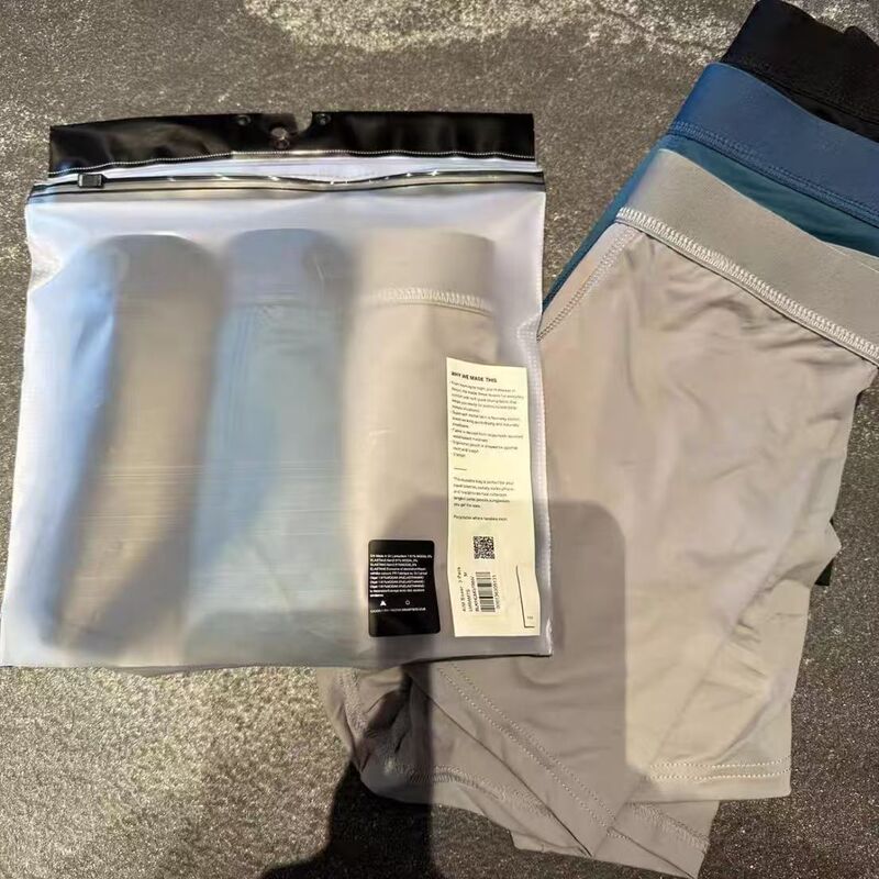 Free Shipping Lulu Men's Underwear Modal Boxer Briefs Mid-Waist Personalized Lulu Underpants Wholesale Dropshipping