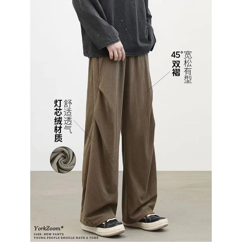 Autumn and Winter American Style plus size Corduroy Pants Trendy Ins Dagging Loose Casual Pants All-match fleece-lined Thickened Trousers