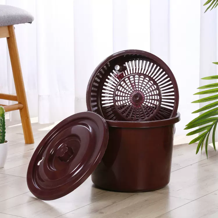 塑料提手茶渣桶带过滤网茶盘垃圾分类茶渣桶圆形排水茶水家用