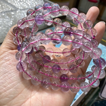 天然超七水晶圆珠手串手链晶体通透发丝云母清晰天然超七工厂批发