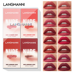 Langmanni16支唇彩套裝啞光霧面絲絨四盒裝唇彩套裝