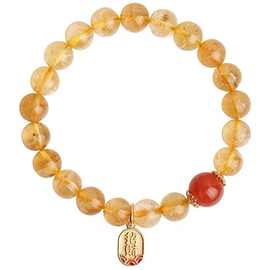 亚马逊新款黄水晶串珠手链天然石不锈钢水晶弹力手饰男女通用款式