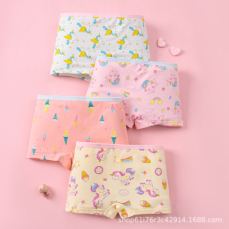 Cross-Border Children's Underwear for Girls, Milk Silk Boxer Briefs for Girls, Baby Big Kids, Little Girls, Infant Boxer Shorts
