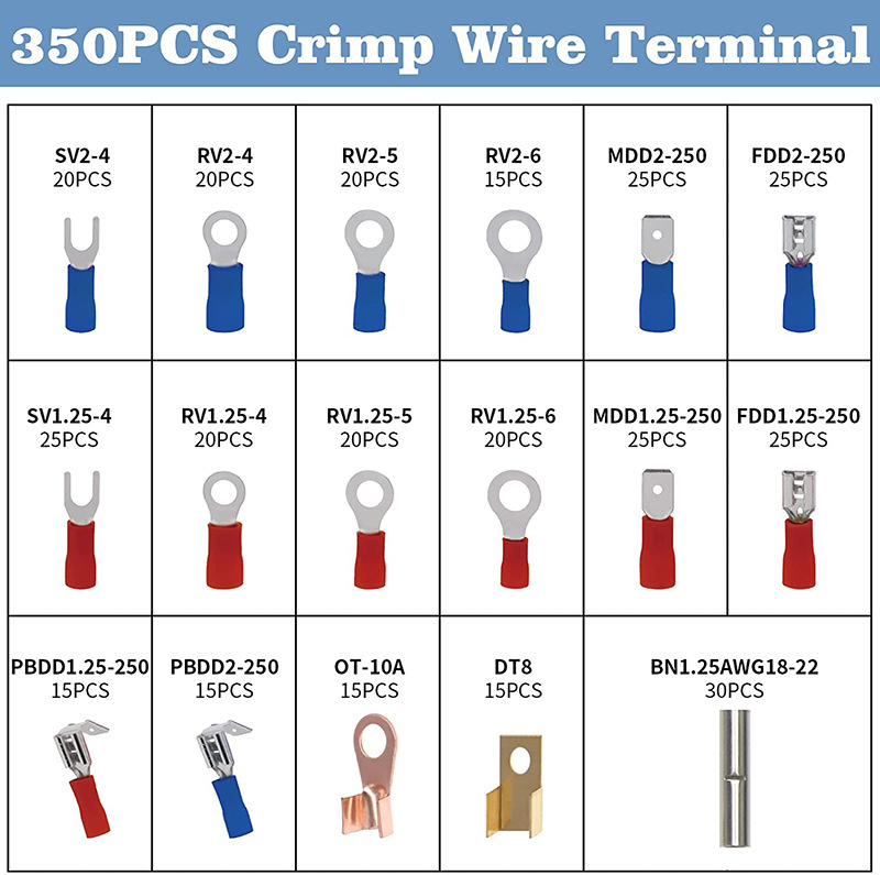 Transfronterizo 678pcs caja de crimpado terminal 350 + 328 conector impermeable combinado de tubo de contracción térmica