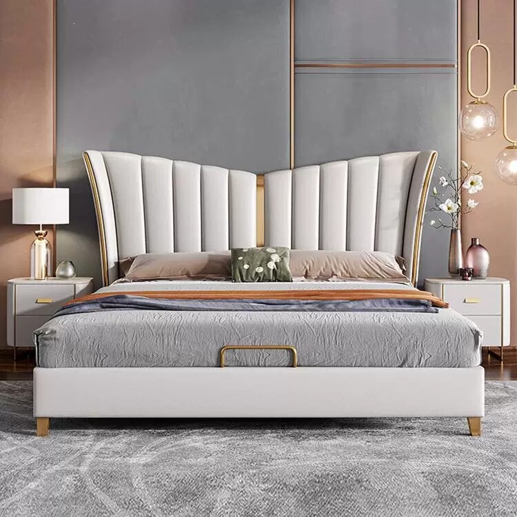 Luxurious Genuine Leather Bed, Large Bed, 2026 New Model, Master Bedroom Storage, High-End, Luxurious American-Style Double Leather Bed Luxurious Genuine Leather Bed, Large Bed, 2026 New Model, Master Bedroom Storage, High-End, Luxurious American-Style Double Leather Bed