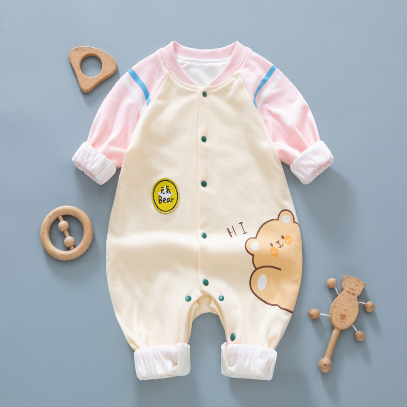 Bebé recién nacido mono primavera y otoño bebé de doble capa de algodón mameluco de manga larga dibujos animados lindo Super lindo fiesta romper