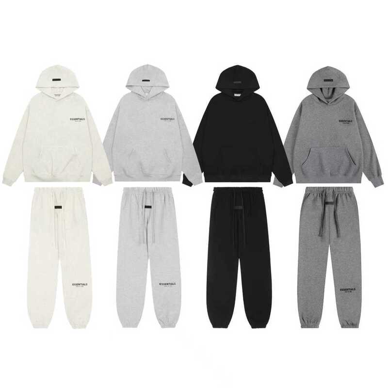 Autumn and winter double thread ESSENTIALS flocking letter hoodie suit sweater men's and women's couples loose fleece coat Autumn and winter double thread ESSENTIALS flocking letter hoodie suit sweater men's and women's couples loose fleece coat