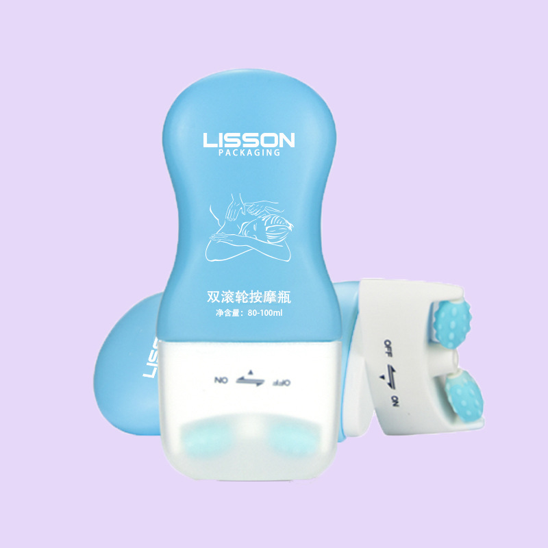 100ml双滚轮颈部按摩瓶HDPE瓶 化妆品塑料瓶包装滚轮颈霜包材