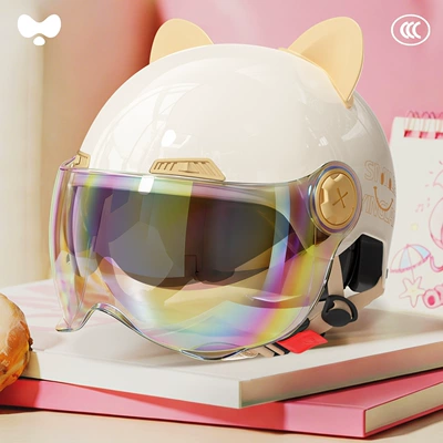 Motosiklet kaskı (dəbilqə) – Helmet for Men - 3c-dual-lens-white-iridescent-short-lens-class-a-new-national-standard-one-size-fits-all
