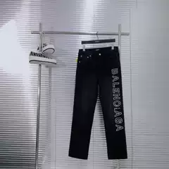 Paris 2025 New Four Seasons b-side Logo Letter Embroidered Loose Straight-Leg Jeans Unisex