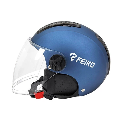 electric half helmet anti-helmet autumn | Motosiklet kaskı (dəbilqə) - silver-blue-m