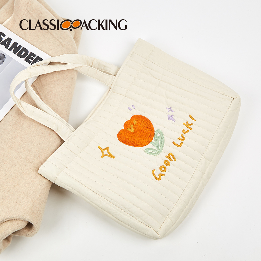 Japonés ins bolsa de asas de gran capacidad bordada bolsa de lona portátil multifuncional simple bolsa de compras artística bolsa de mano