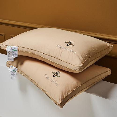 Pure cotton three-dimensional soy fiber pillow core five-star hotel pillow pure cotton embroidery super soft adult neck pillow wholesale