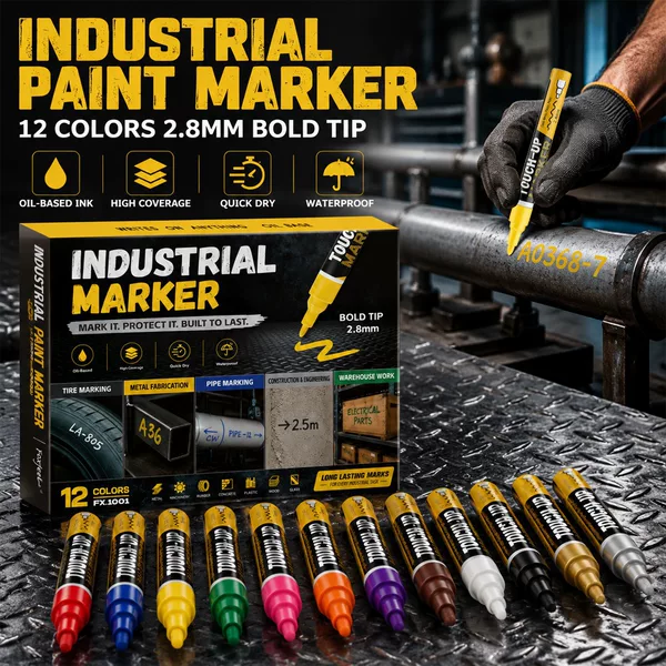 Colorful paint pens are durable and do not fade, suitable for marking steel plates on construction sites, industrial use, and for preventing screws from loosening in auto repairs