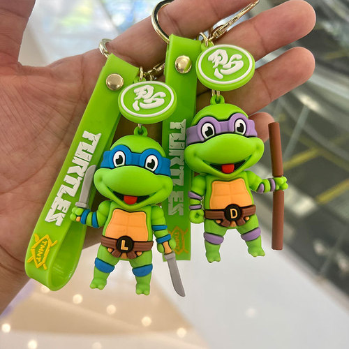 Japanese anime Ninja Turtles keychain ornament cartoon resin figure car personalized student book bag pendant decoration