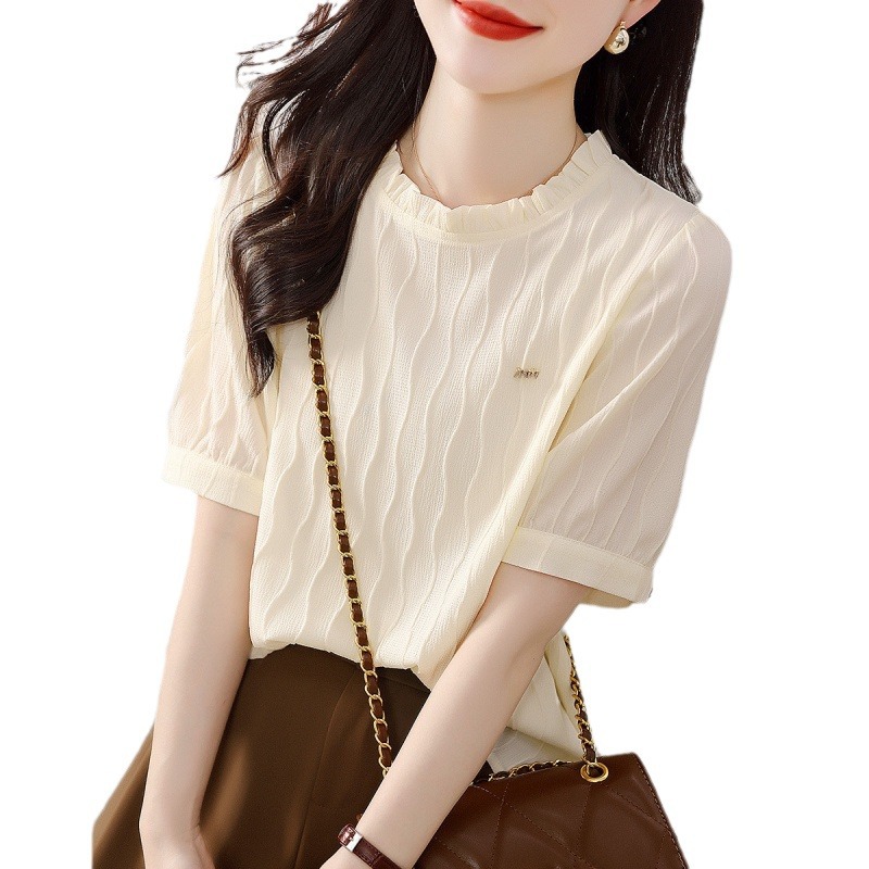 Summer shiffon design short sleeve T-shirt