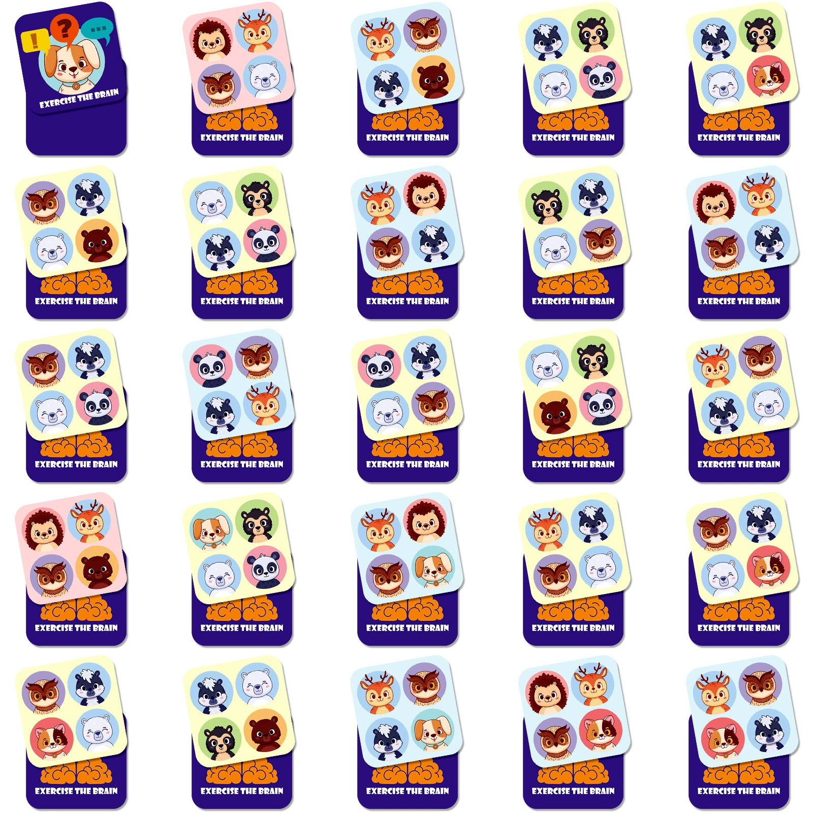 Cognitive intellectual educational cards, family style, training