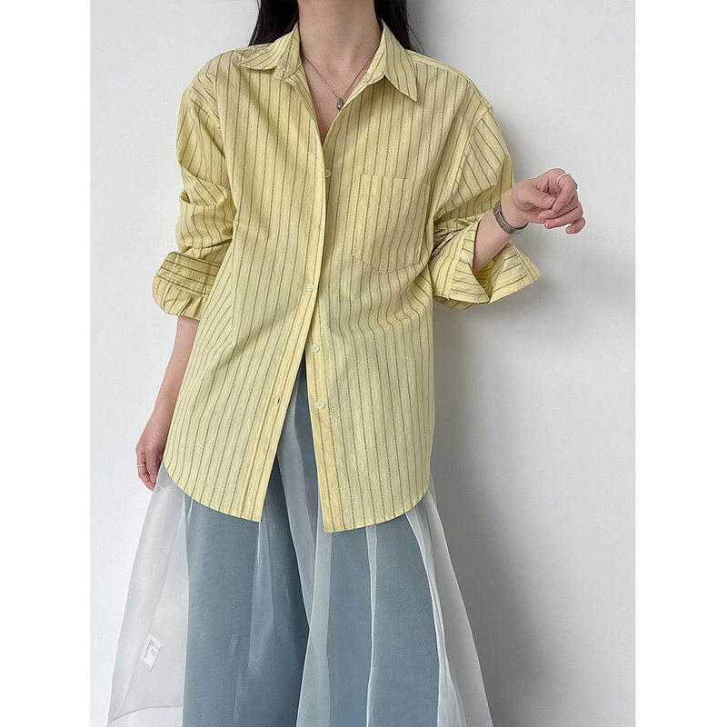 Luxi Korean Style Lazy Style Fine Striped Shirt for Women 2026 Spring New Versatile Slimming Sun Protection Jacket 7129 Luxi Korean Style Lazy Style Fine Striped Shirt for Women 2026 Spring New Versatile Slimming Sun Protection Jacket 7129