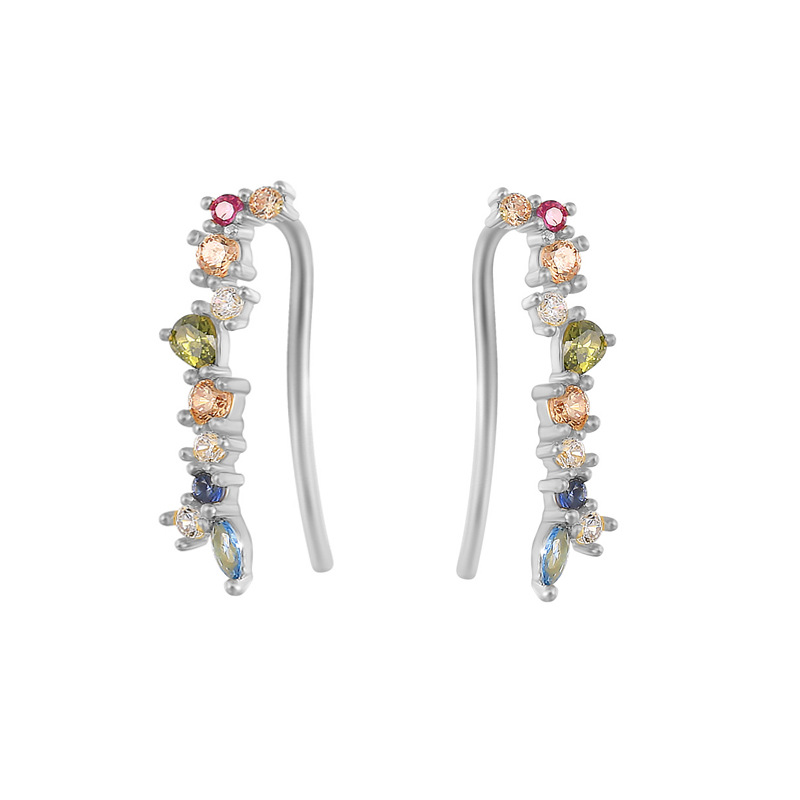 Style Simple Géométrique Argent Sterling Des Boucles D'oreilles Placage Incruster Zircon 925 Argent Boucles D'oreilles display picture 5