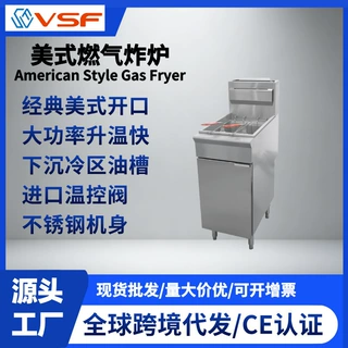 VSF美式燃气炸炉落地式商用单缸双筛大容量不锈钢油炸锅炸炉