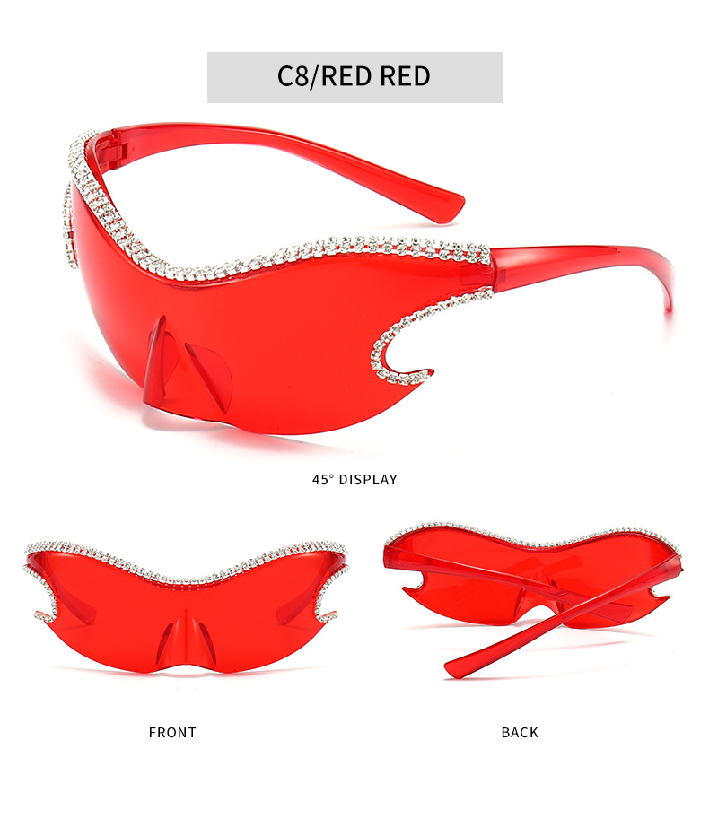 Original Design Solid Color Pc Special-shaped Mirror Diamond Frameless Men's Sunglasses display picture 2