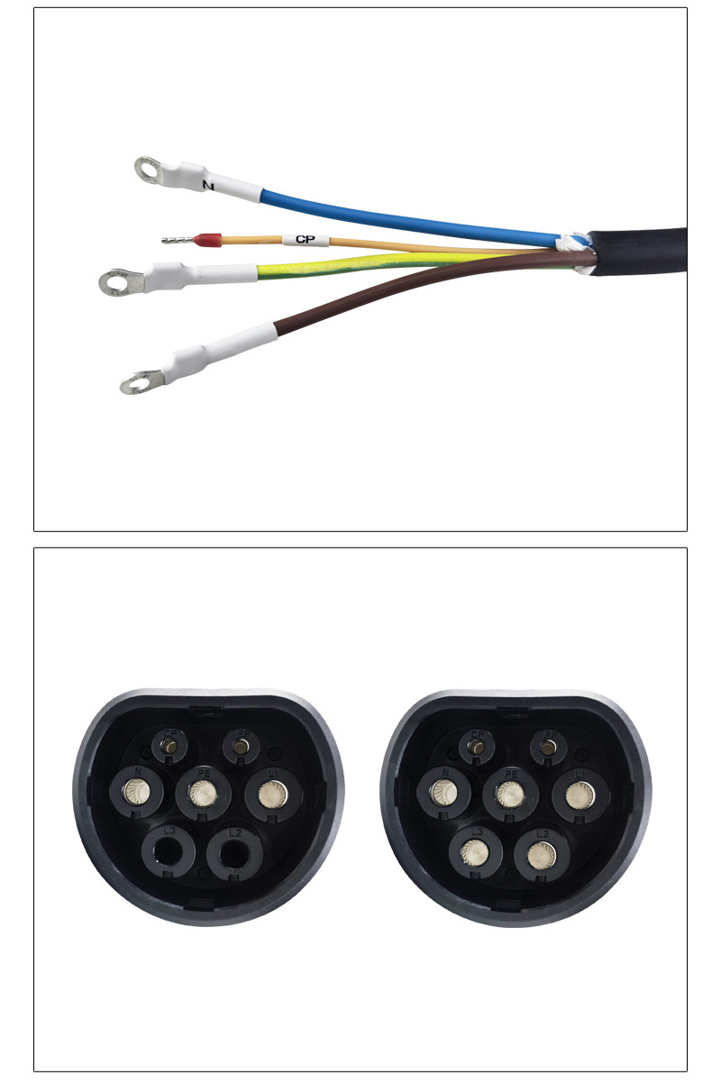 Type2 European standard vehicle AC charging gun cable, specialized for export to Europe and the US, with female connector extension cable, exclusively supplied by the source factory