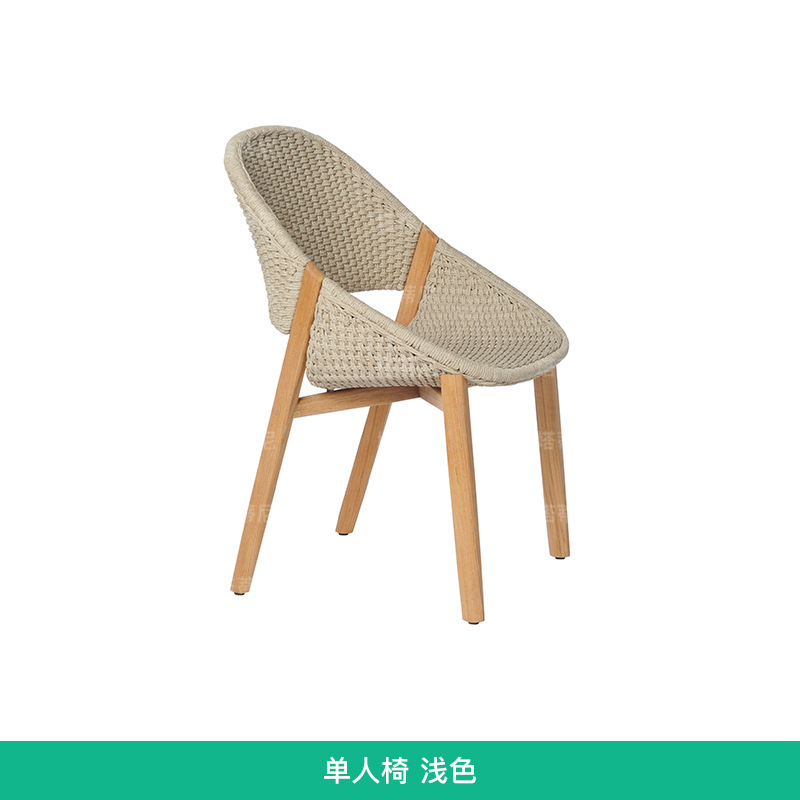 Mesas y sillas de teca para exteriores, muebles de madera anticorrosivos para patio de villa, conjunto de sillas de ratán de madera maciza para ocio al aire libre en hoteles.