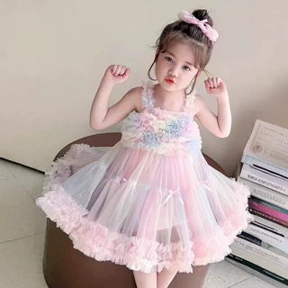 2026 夏新款女童连衣裙渐变网纱 tutu 裙 2-10 岁儿童公主裙