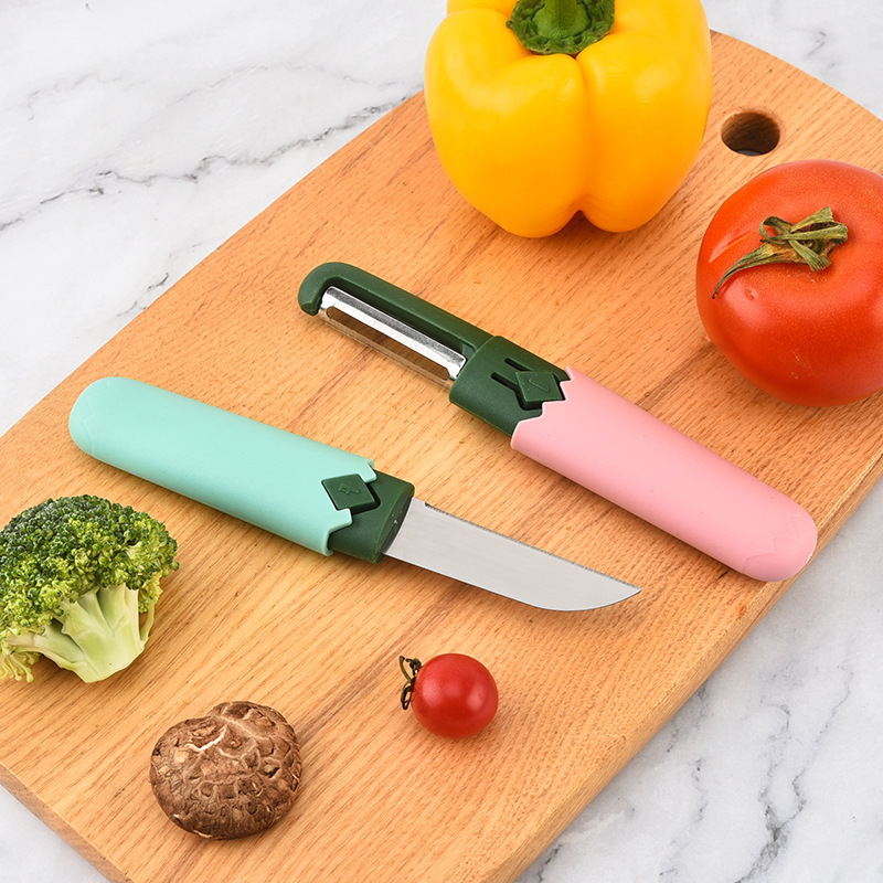 Cuchillo de frutas casero creativo al aire libre 2 - en - 1 portátil multipropósito cuchillo de frutas de viaje de doble cabeza