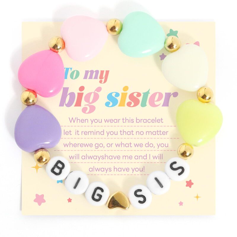 Amazon Hot Sale English Alphabet Bracelet BIG SIS Girl Gift Friendship Color Love Beaded Bracelet