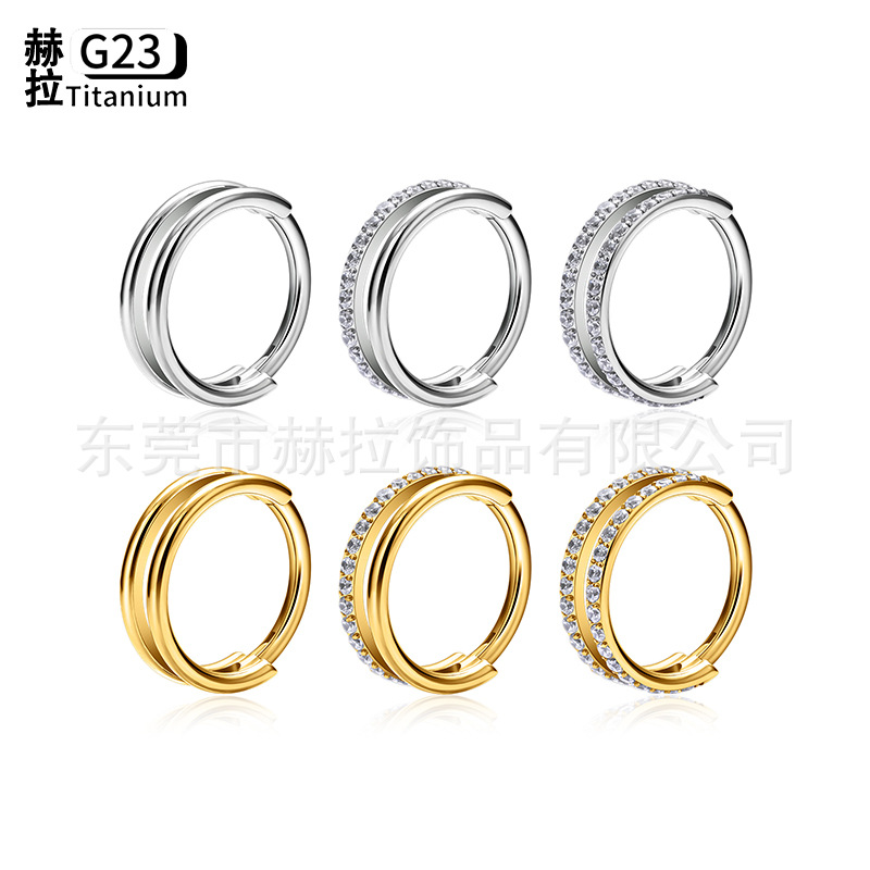 G23钛合金多款锆石穿刺唇环饰品f136欧美时尚轻奢耳钉耳环批发|ms