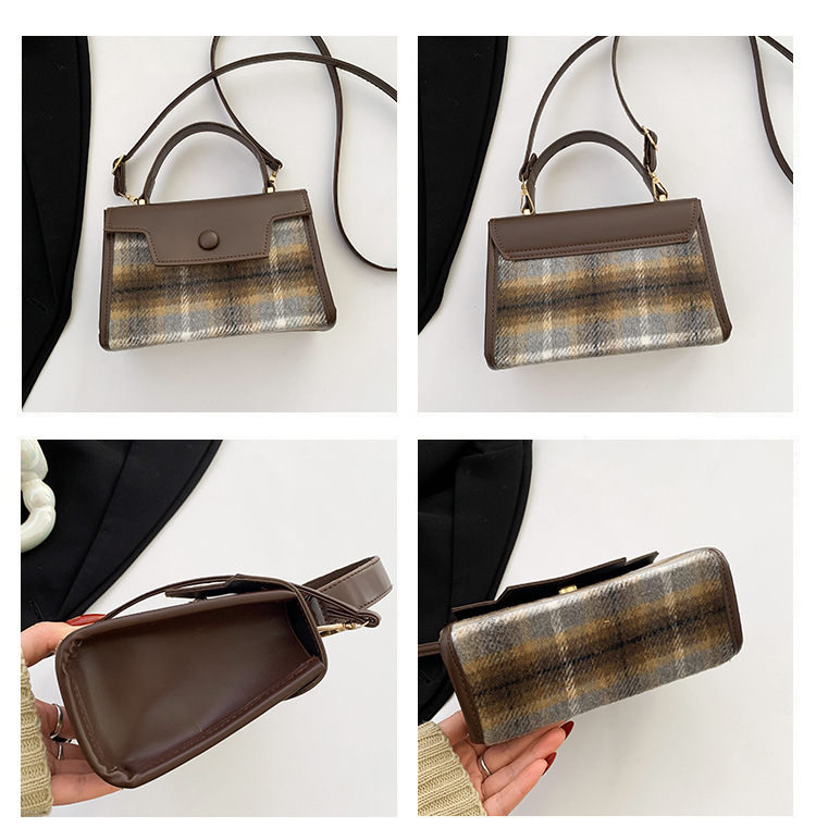 The textured color-blocking small square bag for the 2024 autumn and winter season features a cute checkered handbag with a niche design and a patchwork styling crossbody bag undefined