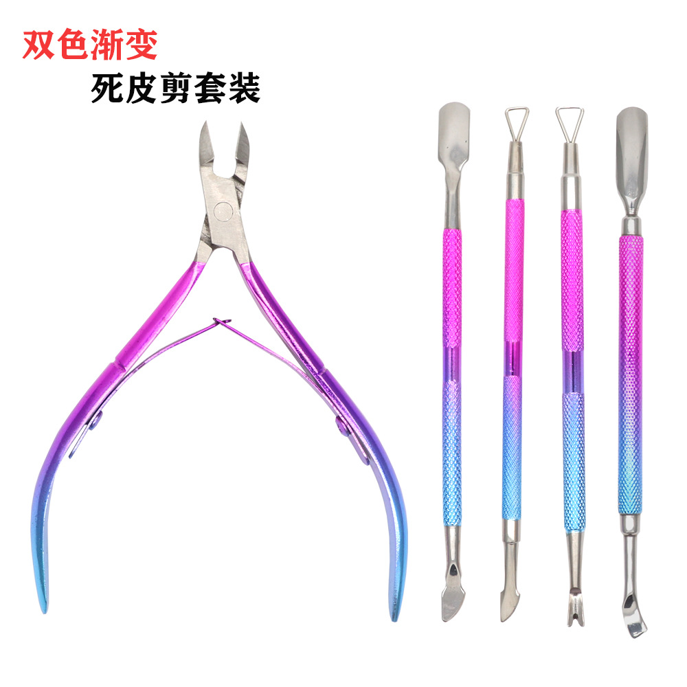 Exfoliating two-color manicure tools set for manicure