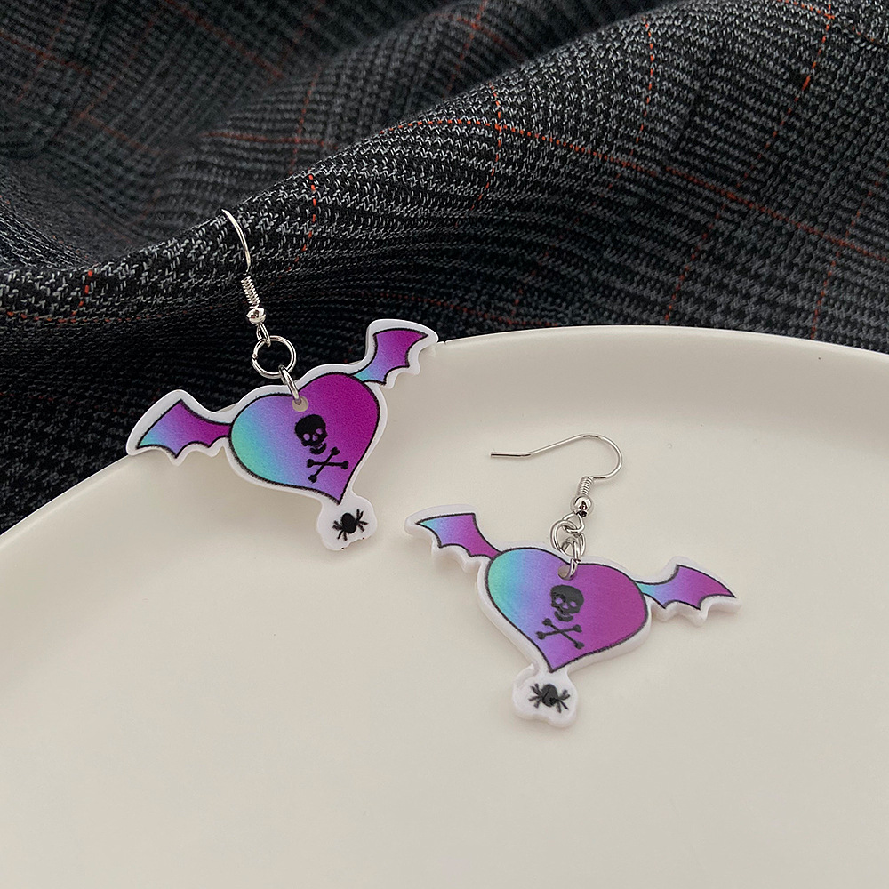 1 Pair Halloween Fashion Skull Enamel Alloy Drop Earrings display picture 4