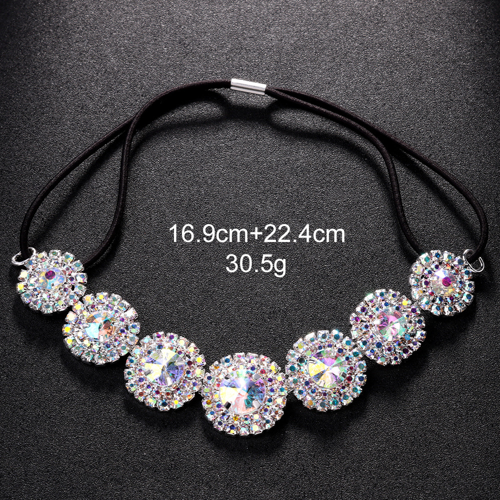 Bohemia de color diamante de moda correa de cabello redonda elástica frente accesorios para el cabello Headwear mujer