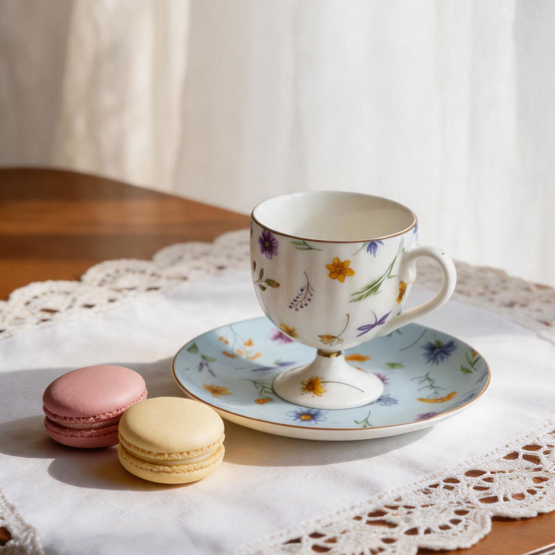 Cross-border bone china coffee cup and saucer for home and office use, ceramic drinking cup with saucer, simple and contrasting colors, can be printed with logo Cross-border bone china coffee cup and saucer for home and office use, ceramic drinking cup with saucer, simple and contrasting colors, can be printed with logo