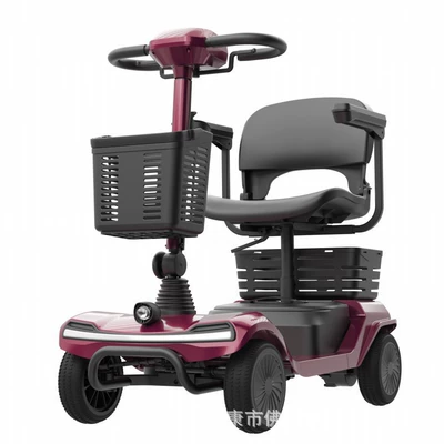 New model of electric four-wheel scooter for the elderly, non-tip-over, suitable for transporting children, foldable, long-range electric vehicle