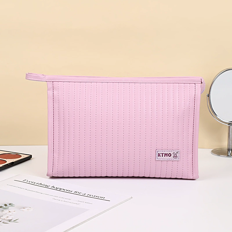 Polyurethane Cosmetic Bag, Handheld Waterproof Organizer, Spacious 24.2×19.6×3.6 cm