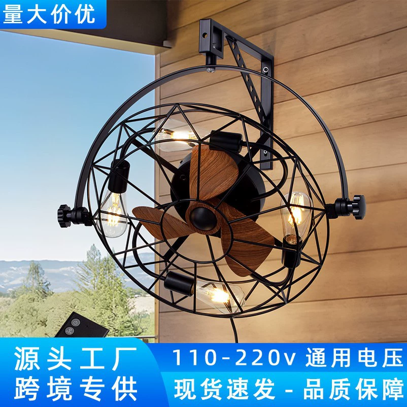 Настенный вентилятор-светильник в ретро-стиле из железа для американского рынка, для спальни, ресторана, внутреннего дворика, потолочный вентилятор-светильник для трансграничной внешней торговли