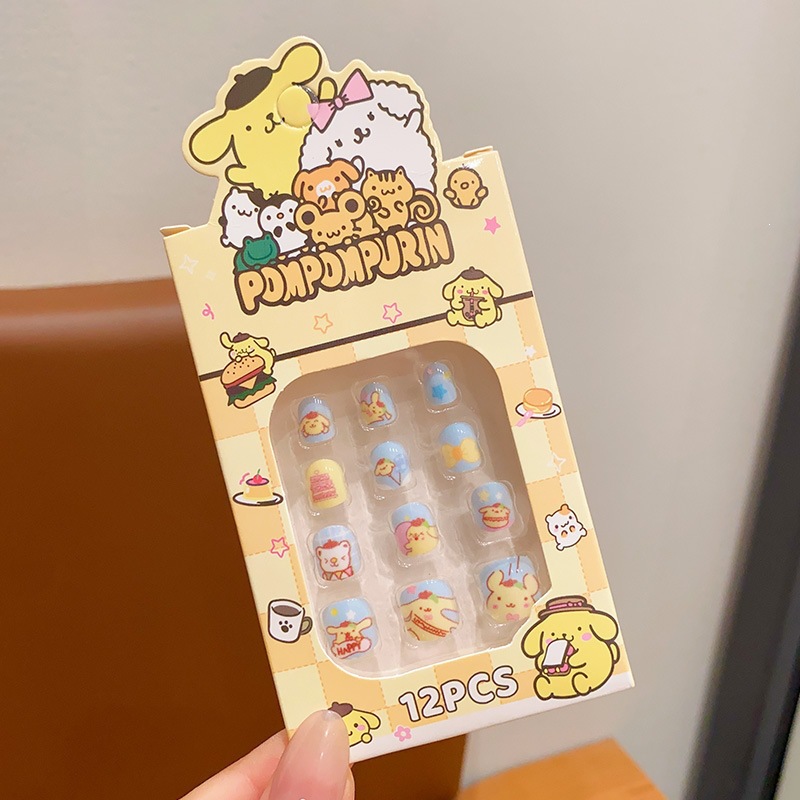 Niños Kulomi dibujos animados bebés usar uñas niñas lindas manicure parches de uñas impermeables para usar